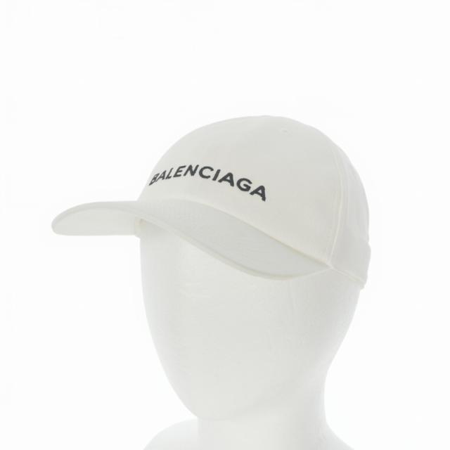 【中古】バレンシアガ BALENCIAGA ロゴ ベースボールキャップ 帽子 L/59 ホワイト 白 452245 452B4 国内正規 メンズ
