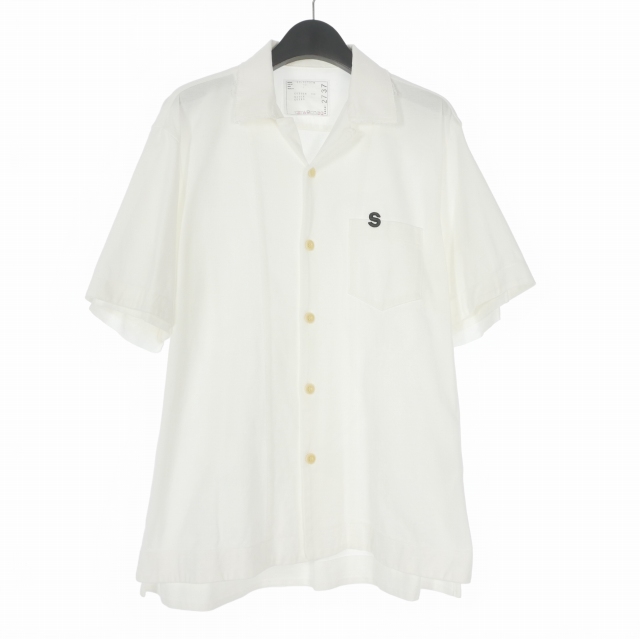 【中古】サカイ sacai 22SS PIQUE SHIRT 半袖鹿の子シャツ 1 ホワイト 白 22-02737M メンズ