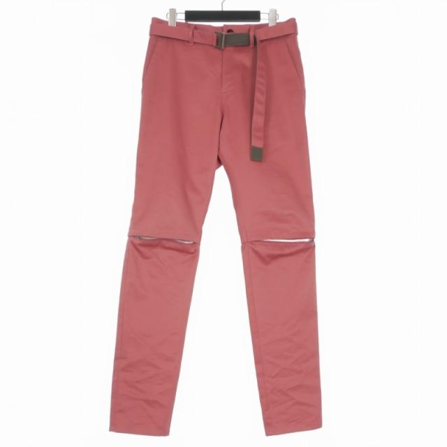 【中古】サカイ sacai KNEE ZIP BELTED PANTS  ベルト付きパンツ スラックス 1 ピンク 22-02822M メンズ