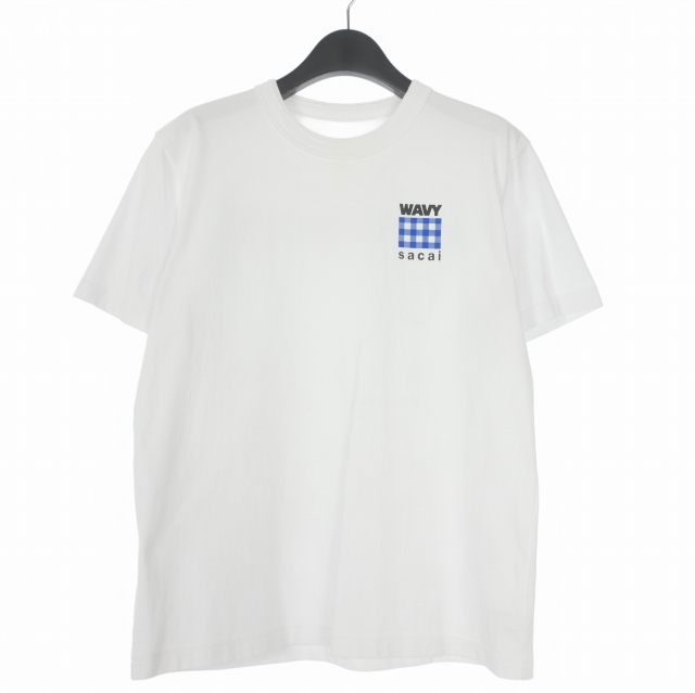 【中古】サカイ sacai × WAVY TEE 23SS ロゴ グラフィックプリント Tシャツ カットソー 半袖 1 ホワイト 白