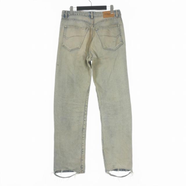 【中古】バレンシアガ 23SS O LEG DENIM PANTS ダメージ加工 デニムパンツ ジーンズ 30 インディゴ 767972