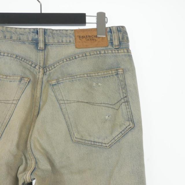 【中古】バレンシアガ 23SS O LEG DENIM PANTS ダメージ加工 デニムパンツ ジーンズ 30 インディゴ 767972