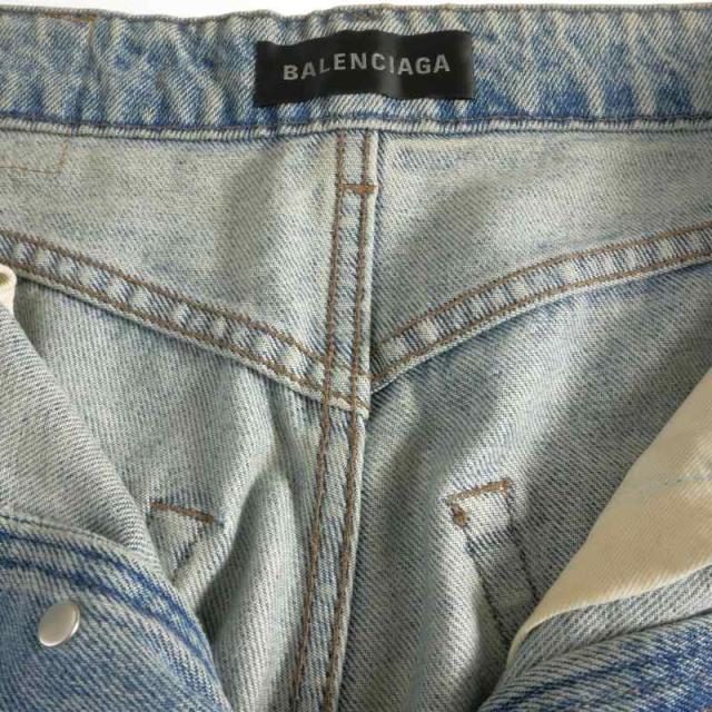 【中古】バレンシアガ 23SS O LEG DENIM PANTS ダメージ加工 デニムパンツ ジーンズ 30 インディゴ 767972