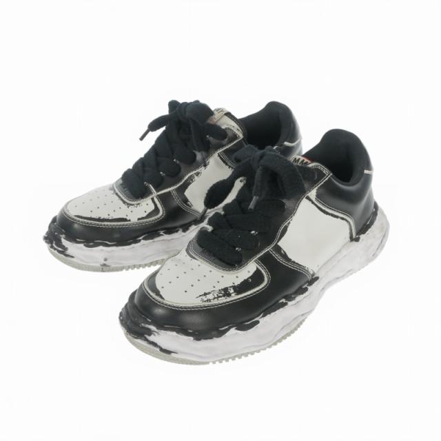 【中古】ミハラヤスヒロ WAYNE OG Sole Printed Leather Low-top Sneaker ローカットスニーカー 44 ブラック/ホワイト