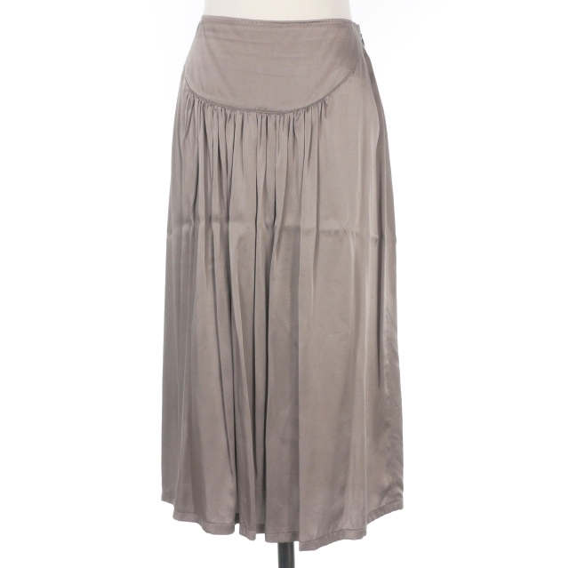 【中古】ドリスヴァンノッテン DRIES VAN NOTEN シルク ギャザースカート 38 グレージュ レディース