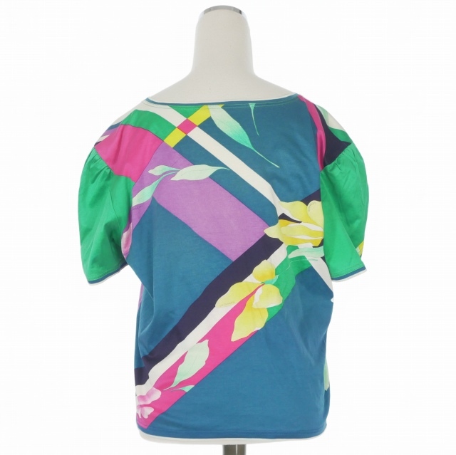 【中古】レオナール LEONARD フラワープリントTシャツ カットソー 半袖 L マルチカラー D-HG-2 レディース_1