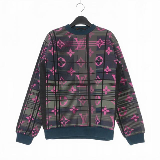 【中古】ルイヴィトン LOUIS VUITTON 21SS モノグラムジャガード スウェットシャツ トレーナー S ブルー/グレー/ピンク