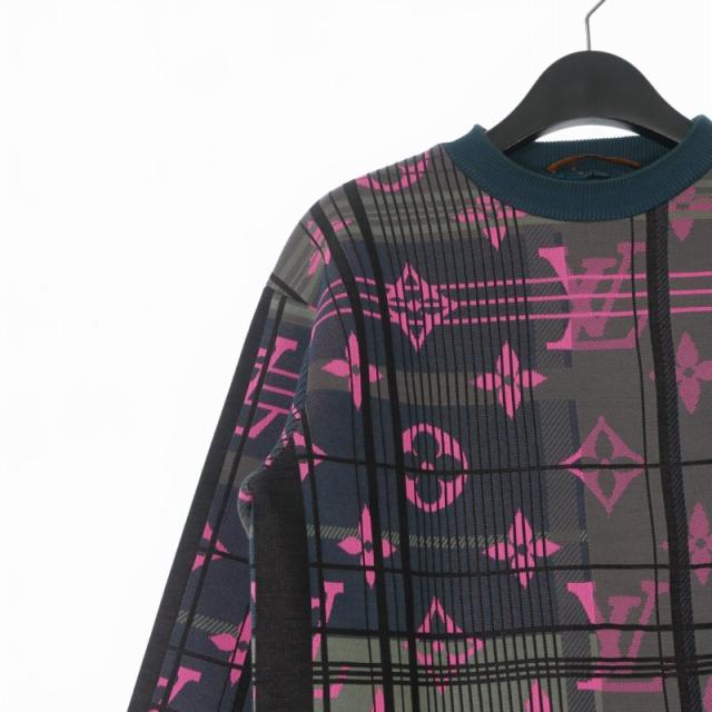 【中古】ルイヴィトン LOUIS VUITTON 21SS モノグラムジャガード スウェットシャツ トレーナー S ブルー/グレー/ピンク