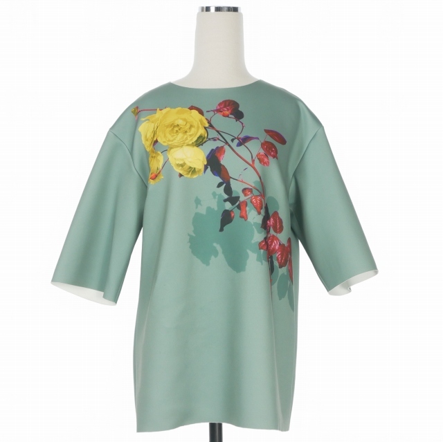 ドリスヴァンノッテン フラワープリントTシャツ カットソー 半袖 38 グリーン 中古】ドリスヴァンノッテン DRIES VAN NOTEN フラワープリントTシャツ