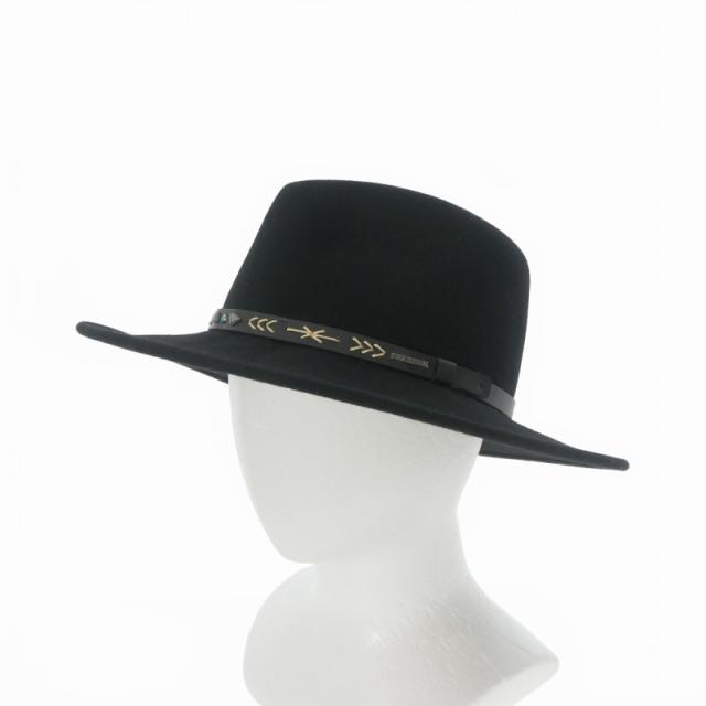 【中古】ステットソン STETSON SANTA FE ウール テンガロンハット ウエスタンハット 中折れ 帽子 L ブラック 黒