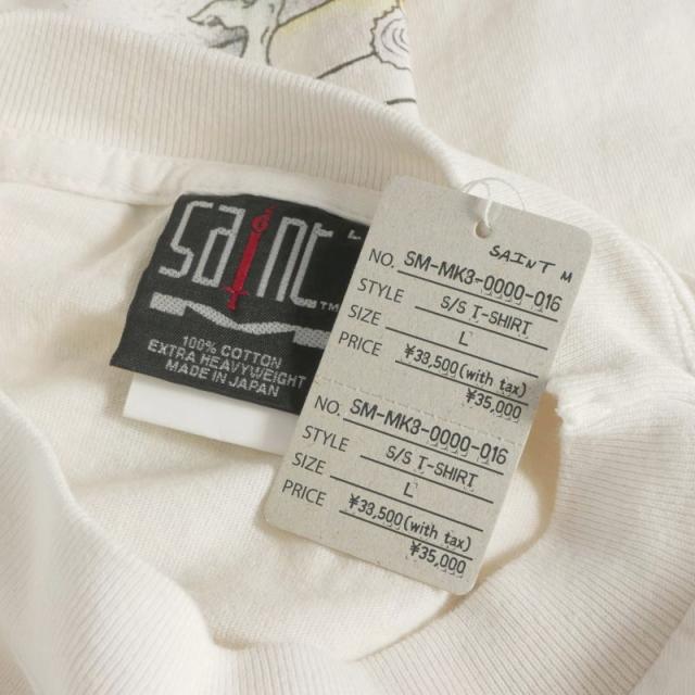【中古】未使用品 セントマイケル SAINTMICHAEL 26SS SAINT WET SS T-SHIRT プリントTシャツ カットソー 半袖 L ホワイト_6
