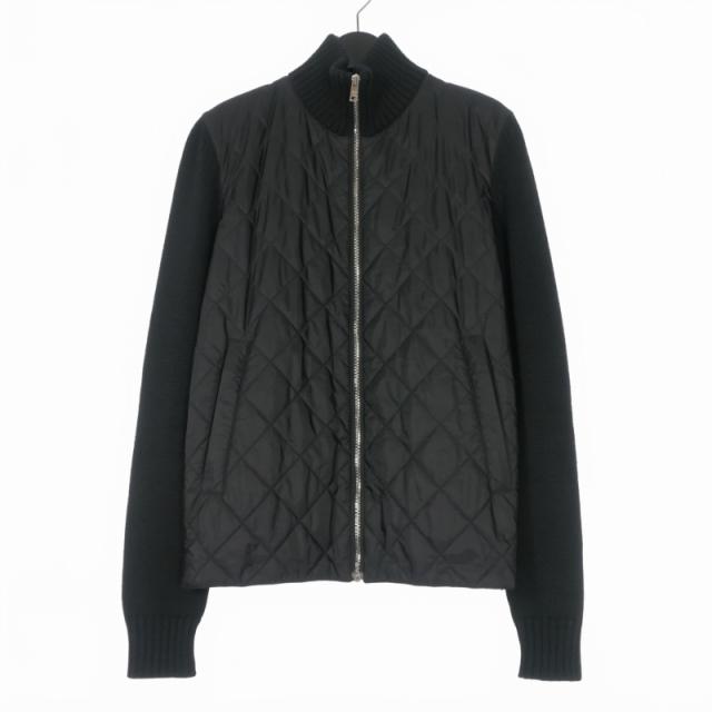 【中古】プラダ PRADA キルティング切替 ドライバーズニット ジャケット ブルゾン 46 ブラック 黒 UMC898 国内正規 メンズ