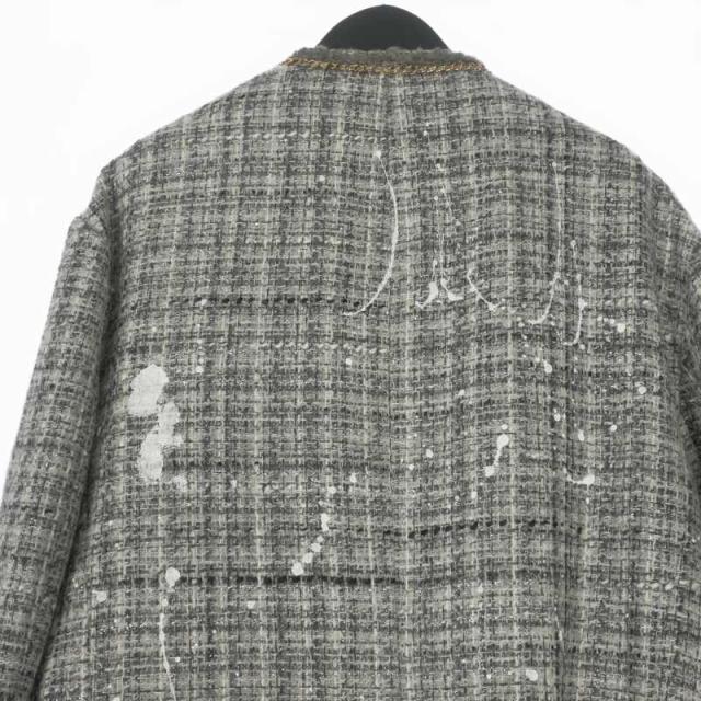 【中古】アールサーティーン R13 SLOUCH TWEED JACKET ツイード ノーカラージャケット ブレザー 長袖 XS グレー_5