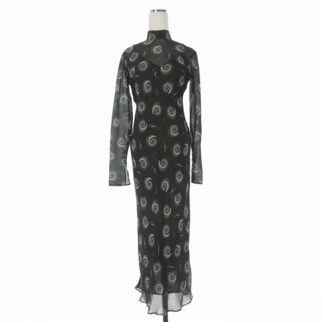 【中古】ピンコ PINKO BUZZI ワンピース ドレス 総柄 シースルー 長袖 38 ブラック 黒 104335-A272 国内正規