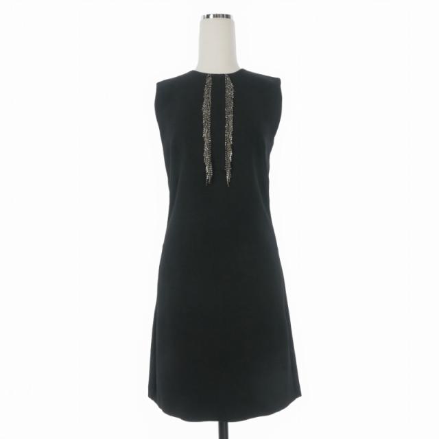【中古】ピンコ PINKO MISURARE ワンピース ドレス 装飾 ノースリーブ 38 ブラック 黒 1G14EY-7642 国内正規