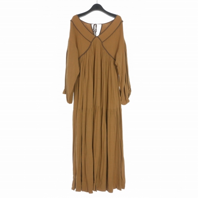 【中古】エトレトウキョウ リネンボリュームマキシドレス ワンピース ロング 長袖 F ベージュ系 1219530035-2