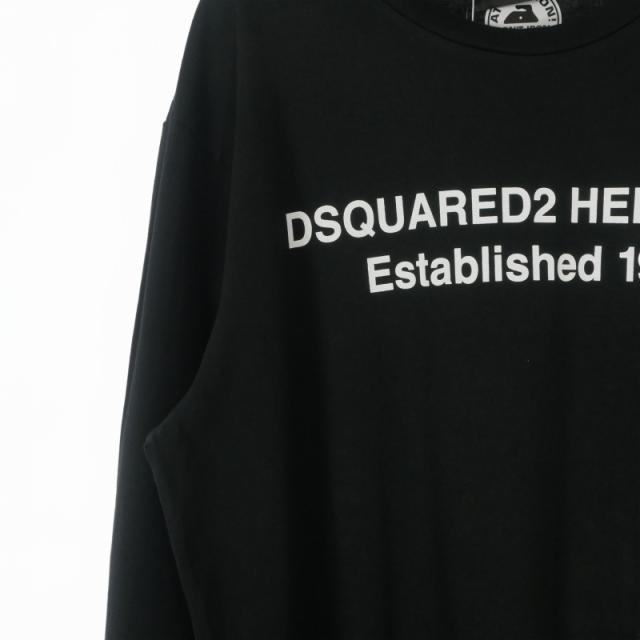 【中古】未使用品 ディースクエアード 25AW Regual Fit ロングスリーブTシャツ カットソー プリント 長袖 L ブラック_3