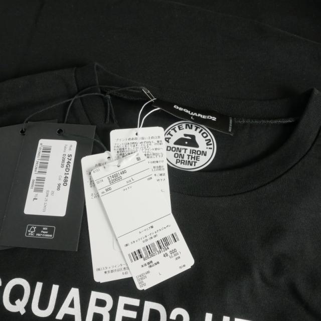 【中古】未使用品 ディースクエアード 25AW Regual Fit ロングスリーブTシャツ カットソー プリント 長袖 L ブラック_7