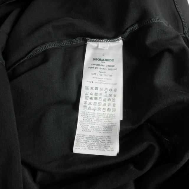 【中古】未使用品 ディースクエアード 25AW Regual Fit ロングスリーブTシャツ カットソー プリント 長袖 L ブラック_8