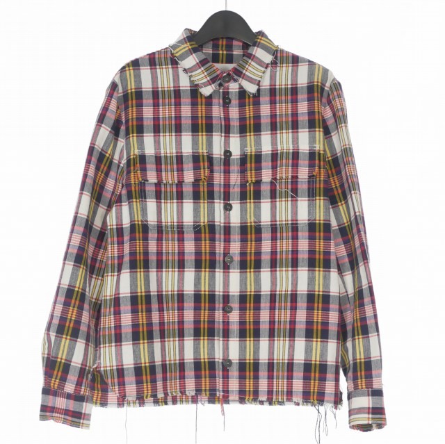 【中古】エムエスジーエム MSGM ロングスリーブカットオフチェックシャツ 長袖 44 マルチカラー 2440MH09X 国内正規 メンズ