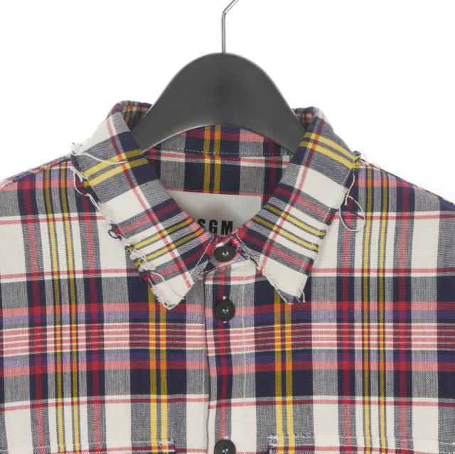 【中古】エムエスジーエム MSGM ロングスリーブカットオフチェックシャツ 長袖 44 マルチカラー 2440MH09X 国内正規 メンズ_2