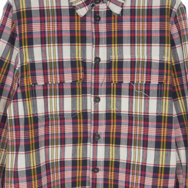 【中古】エムエスジーエム MSGM ロングスリーブカットオフチェックシャツ 長袖 44 マルチカラー 2440MH09X 国内正規 メンズ_3