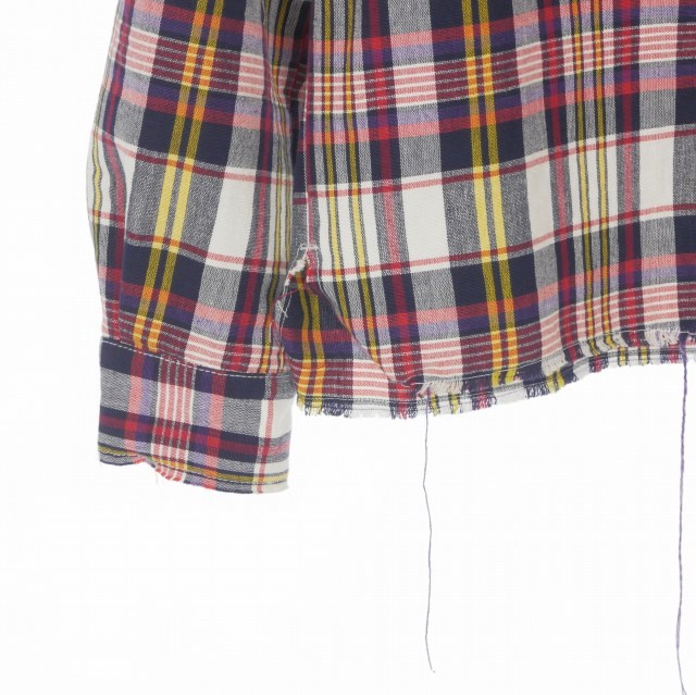 【中古】エムエスジーエム MSGM ロングスリーブカットオフチェックシャツ 長袖 44 マルチカラー 2440MH09X 国内正規 メンズ_4