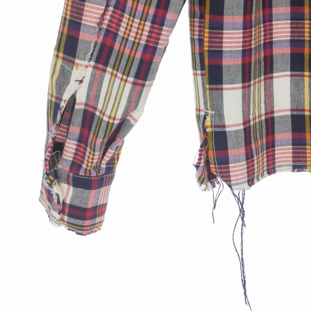 【中古】エムエスジーエム MSGM ロングスリーブカットオフチェックシャツ 長袖 44 マルチカラー 2440MH09X 国内正規 メンズ_6