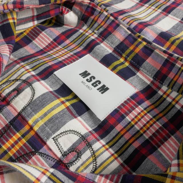 【中古】エムエスジーエム MSGM ロングスリーブカットオフチェックシャツ 長袖 44 マルチカラー 2440MH09X 国内正規 メンズ_7