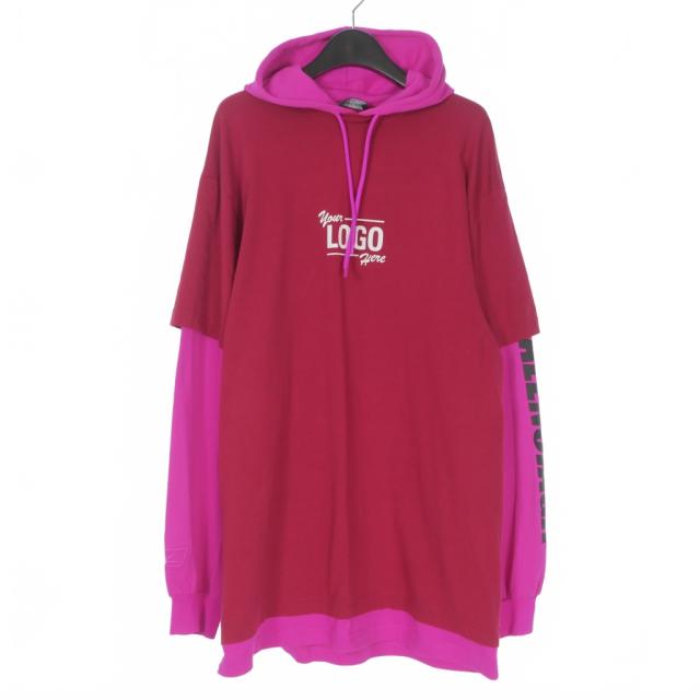 【中古】バレンシアガ BALENCIAGA 21AW Your Logo Here Hooded T-Shirt レイヤード フーデッドTシャツ パーカー XXS