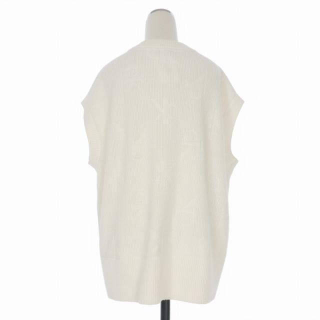 【中古】未使用品 カルバンクラインジーンズ V NECK AOP VEST Vネック ニットベスト セーター S ホワイト 白 J224560_1