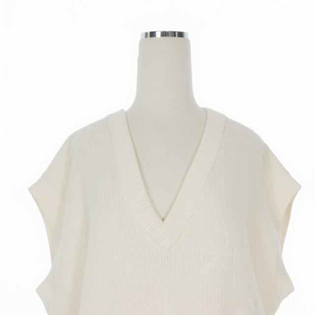 【中古】未使用品 カルバンクラインジーンズ V NECK AOP VEST Vネック ニットベスト セーター S ホワイト 白 J224560_2