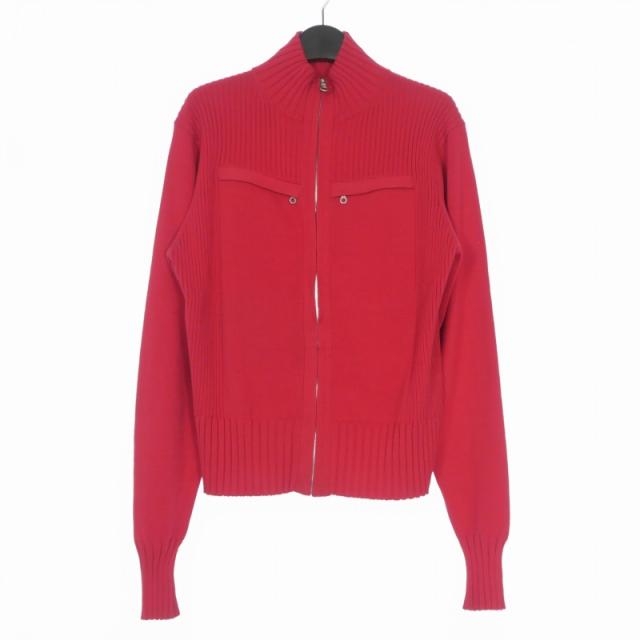 【中古】マサキマツシマ MASAKI MATSUSHIMA ジップアップ ニットジャケット ブルゾン 長袖 レッド 赤 メンズ
