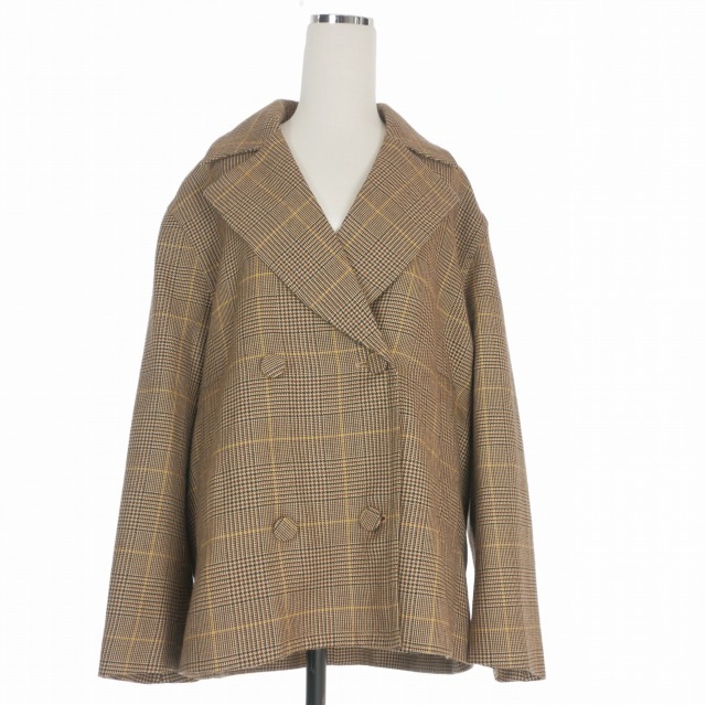 【中古】マーカスルプファー MARKUS LUPFER グレンチェックテーラードジャケット スポーツジャケット 長袖 S 赤銅色 茶 レディース