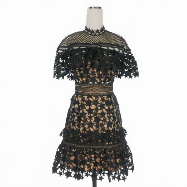 【中古】セルフポートレイト self-portrait スターレースワンピース ドレス UK6 US2 ブラック 黒 SP13-059B