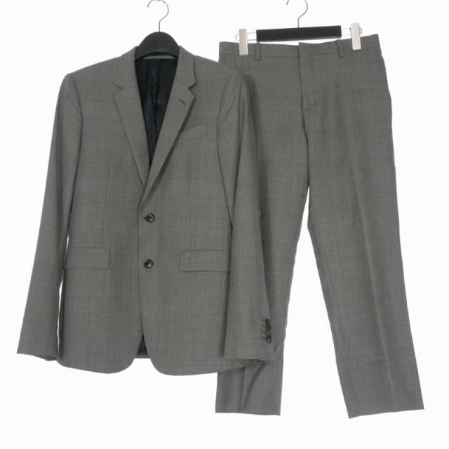 【中古】ポールスミス PAUL SMITH KENSINGTON スリムフィット グレンチェック セットアップスーツ 上下 36 グレー