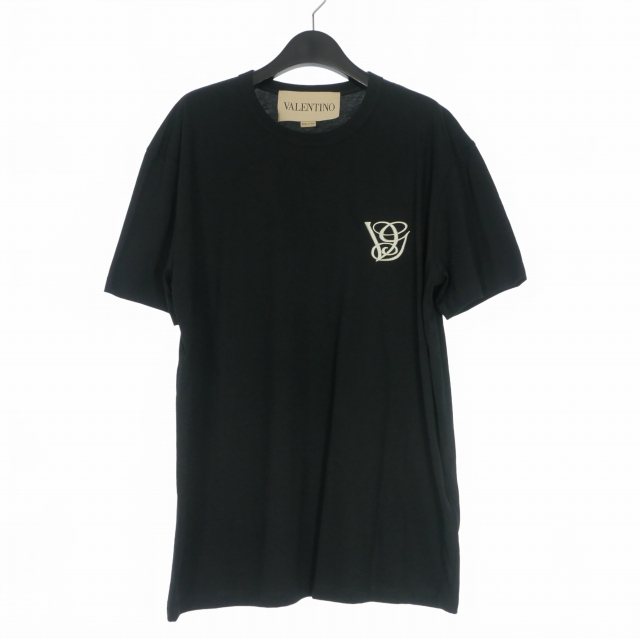 【中古】ヴァレンティノ ヴァレンチノ VG Patch ロゴ刺繍 クルーネックTシャツ カットソー 半袖 XL 黒 7V3MG10VB2W