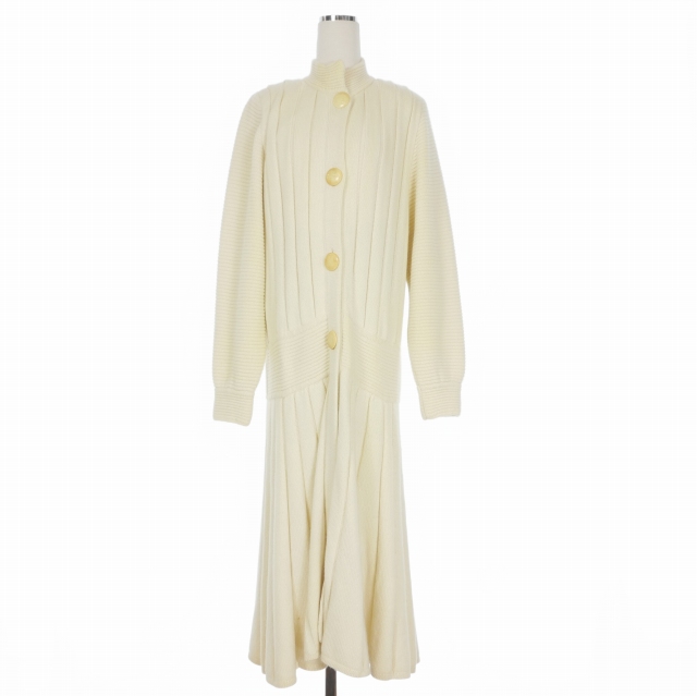 【中古】リアプル・カシミヤ Liapull カシミヤ100% ロングニットコート ジャケット 長袖 42 オフホワイト 白