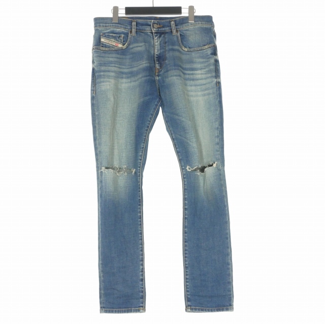 【中古】ディーゼル DIESEL 2019 D-STRUKT ダメージ加工デニムパンツ ジーンズ 32 インディゴ A03562 国内正規 メンズ