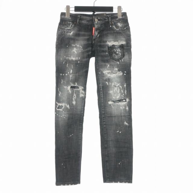 【中古】未使用品 ディースクエアード 22SS Jennifer Cropped Jean ダメージ加工 デニムパンツ ジーンズ 34 ブラック