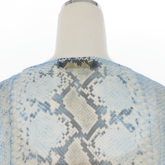 【中古】トラサルディ TRUSSARDI パイソン柄 シルク プルオーバーシャツ ブラウス 半袖 40 ブルー 青 664951/01 レディース_6