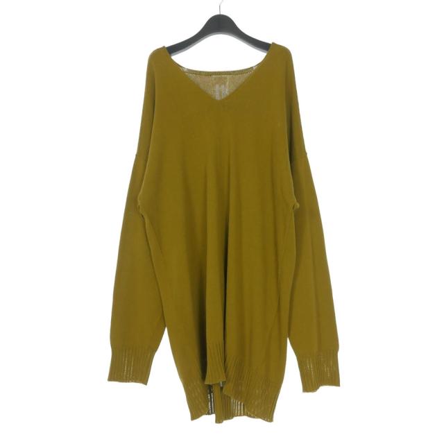 【中古】リックオウエンス Rick Owens 22SS TOMMY V KNIT トミー Vネックニット コットン セーター 長袖 M SULPHATE