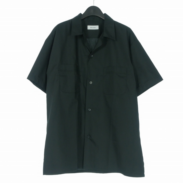 【中古】未使用品 マシス MASSES H.S SHIRT S/S オープンカラー ワークシャツ ポケット付き 半袖 XL ブラック 黒