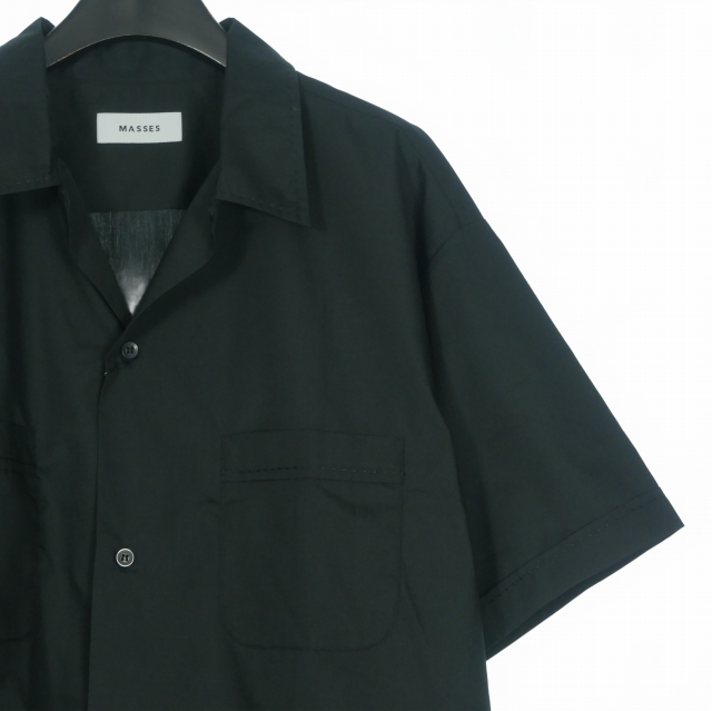 【中古】未使用品 マシス MASSES H.S SHIRT S/S オープンカラー ワークシャツ ポケット付き 半袖 XL ブラック 黒_2