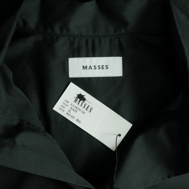 【中古】未使用品 マシス MASSES H.S SHIRT S/S オープンカラー ワークシャツ ポケット付き 半袖 XL ブラック 黒_4