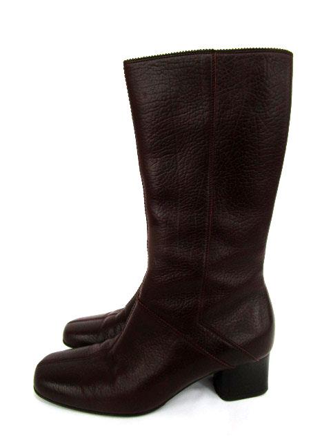 中古】バリー BALLY ブーツ ロング サイドジップ レザー 22.5 茶