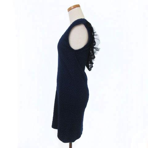 中古 リリーブラウン Lily Brown ワンピース ミニ ノースリーブ ニット タイト フリル レース ストレッチ F 紺 ネイビーの通販はau Pay マーケット ブランド古着のベクトル