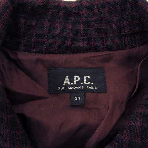 【美品】  A.P.C. / アーペーセー | チェック プルオーバーワンピース | 34 | ネイビー/ホワイト | レディース