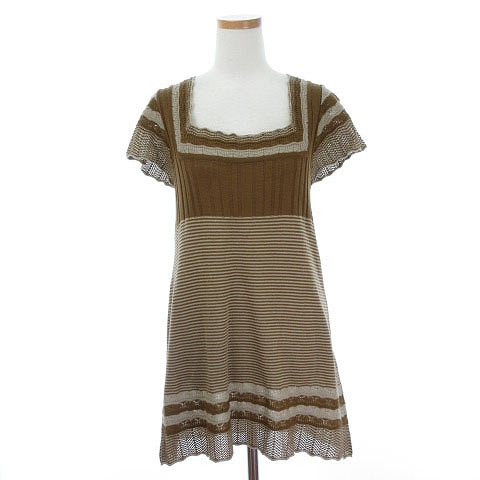 中古 アクシーズファム Axes Femme ワンピース ニット ミニ 半袖 ランダムボーダー M 茶 ブラウン S Fy0329 レディースの通販はau Pay マーケット ブランド古着のベクトル