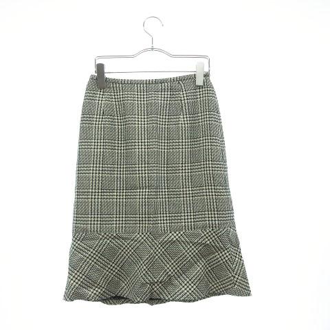 中古 ミッシェルクラン Michel Klein Mk Collection スカート フレア ひざ丈 グレンチェック リネン混 40 白 ホワイト K Hn0606の通販はau Pay マーケット ブランド古着のベクトル